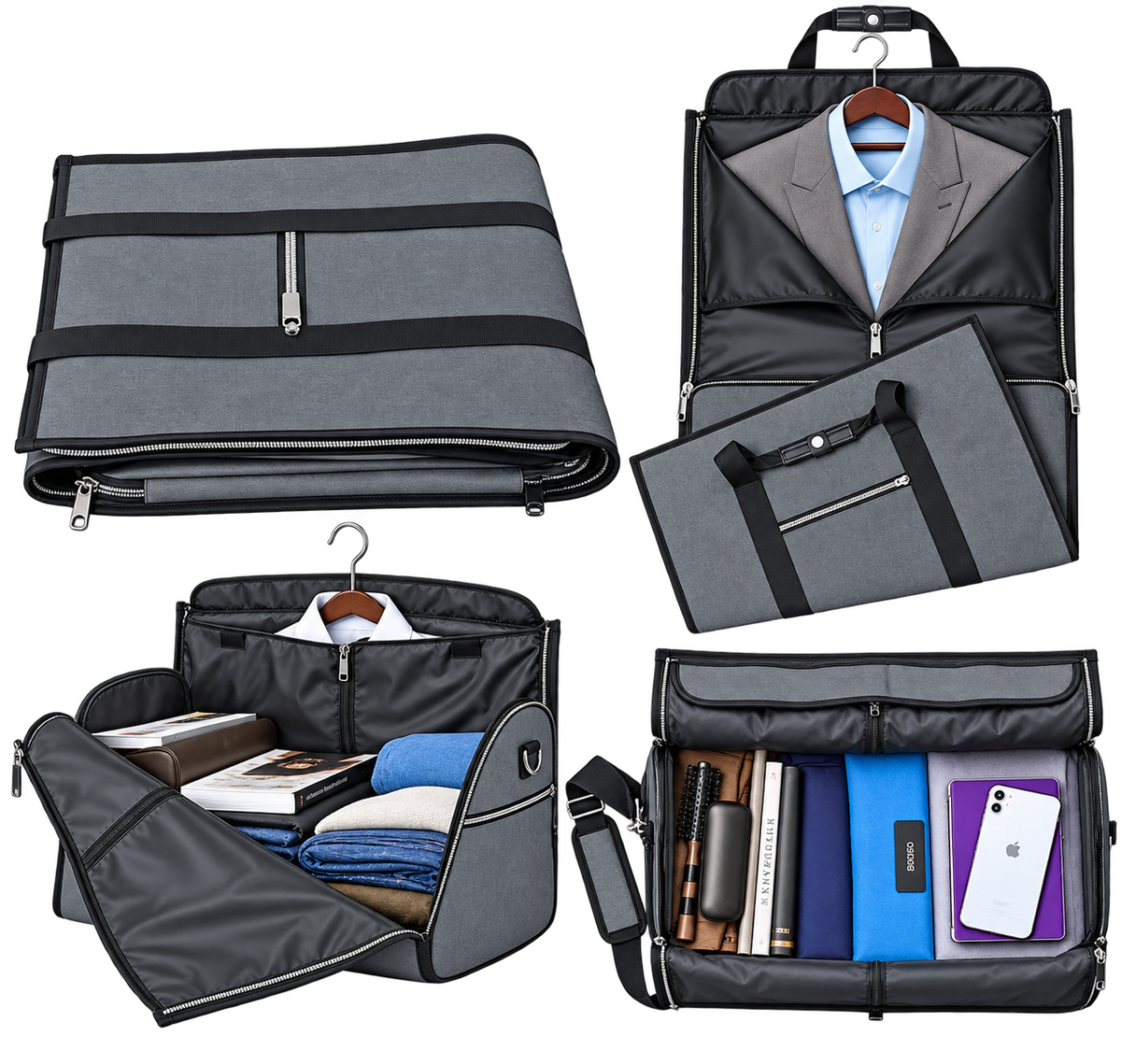 Convertible Garment Bag with Shoulder Strap – Travel Duffel Bag