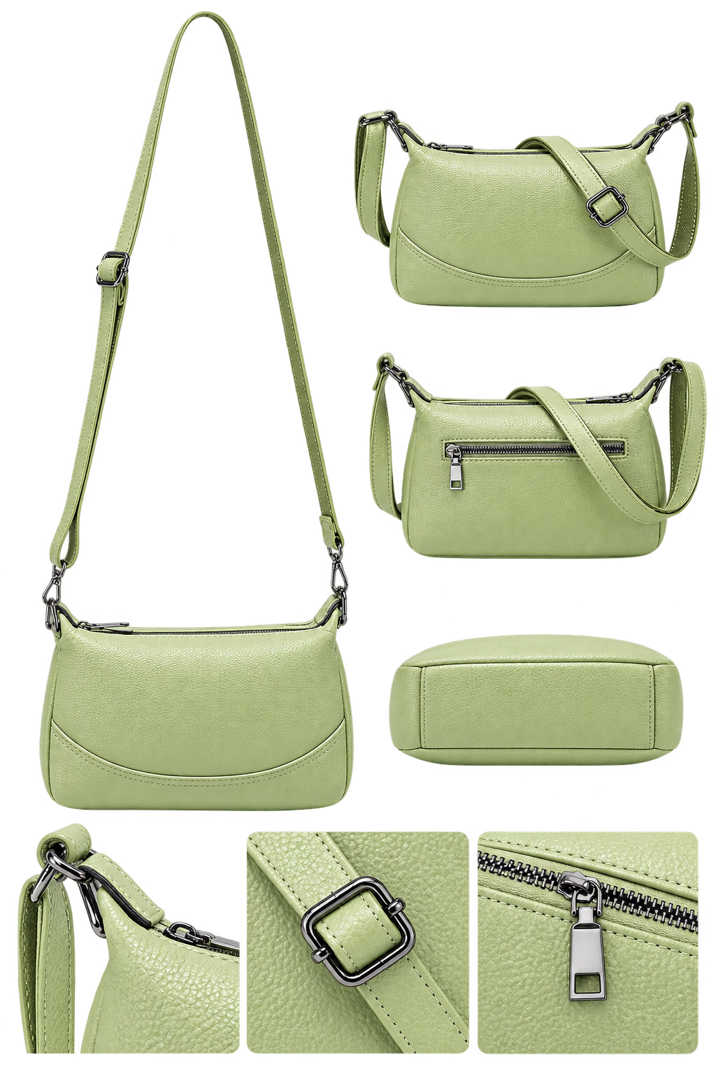 Women’s Sage Green Shoulder Crossbody Bag – Adjustable Strap