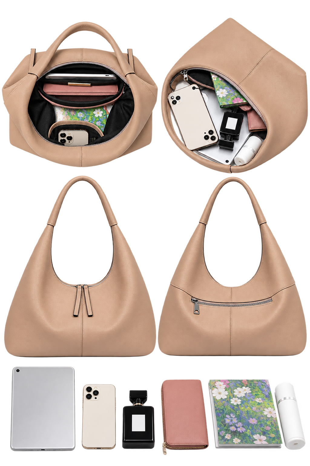 Women’s Genuine Leather Hobo Bag – Large Shoulder Tote