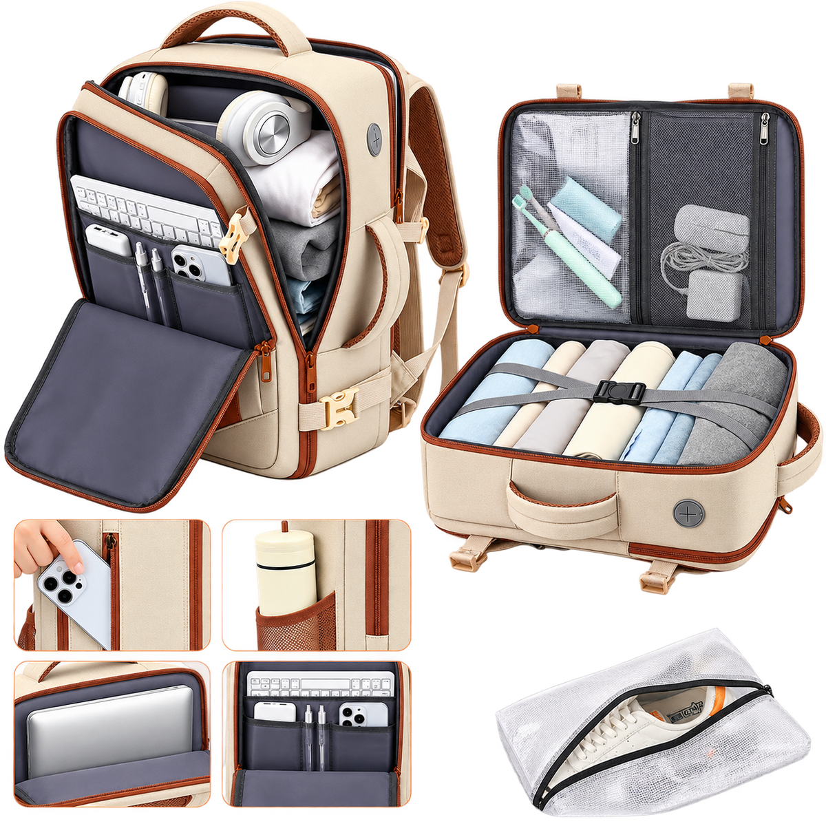 Travel Backpack with Shoe Compartment – 15.6-Inch Laptop