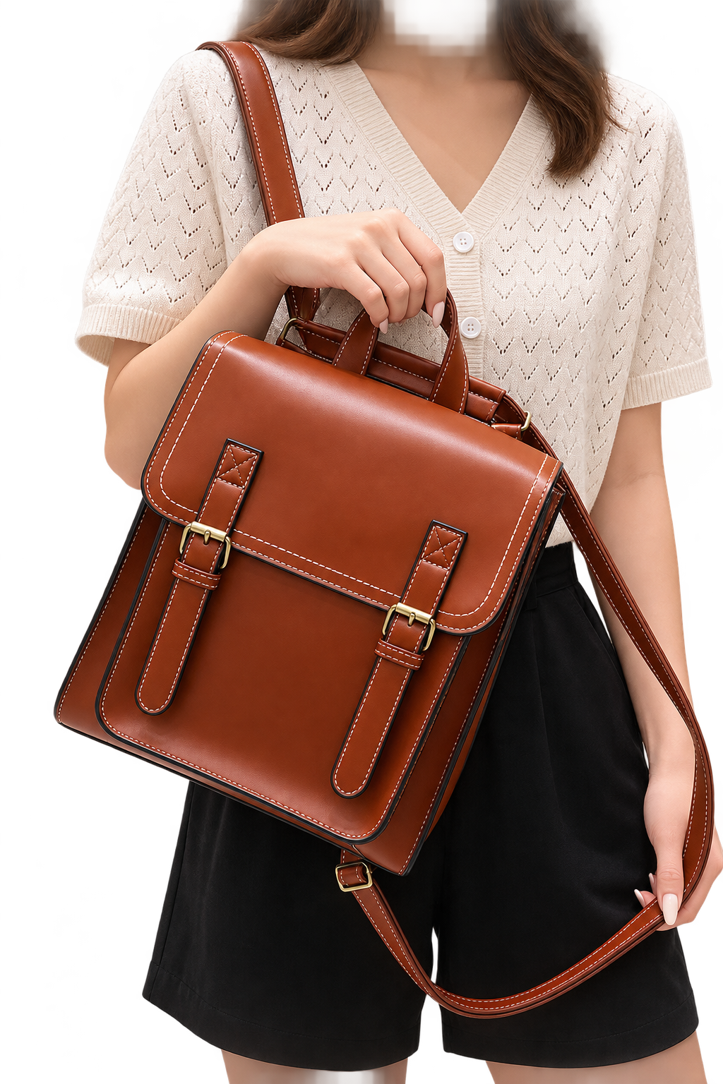 Women’s Vintage PU Leather Backpack – Fashion Casual Daypack