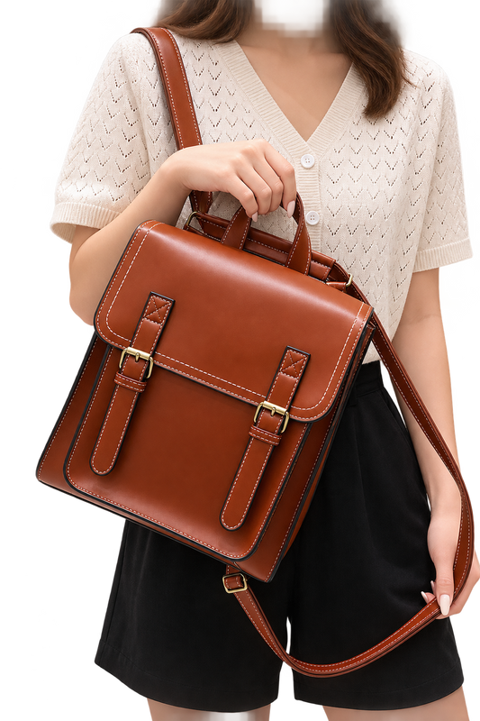 Women’s Vintage PU Leather Backpack – Fashion Casual Daypack