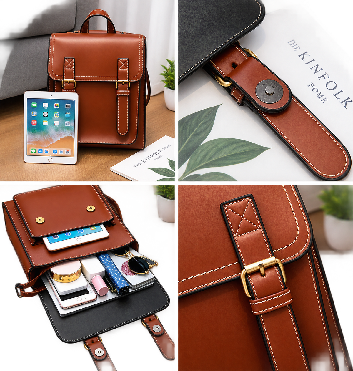 Women’s Vintage PU Leather Backpack – Fashion Casual Daypack