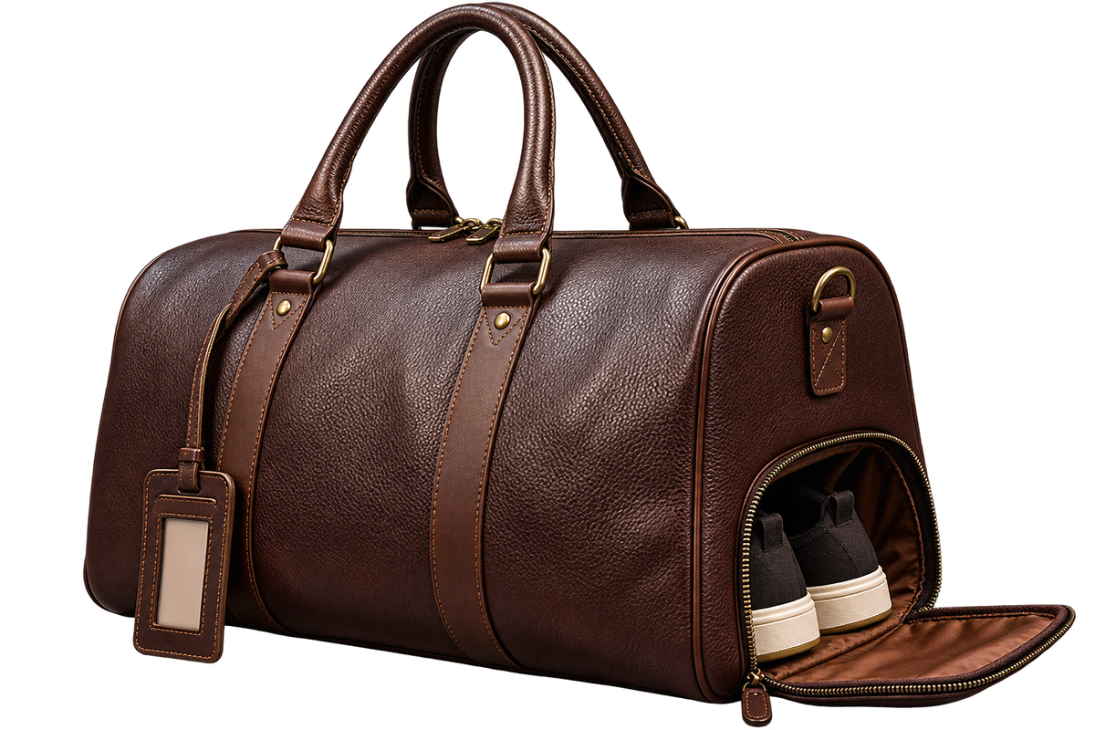 Genuine Cowhide Leather Travel Bag – Unisex Weekender